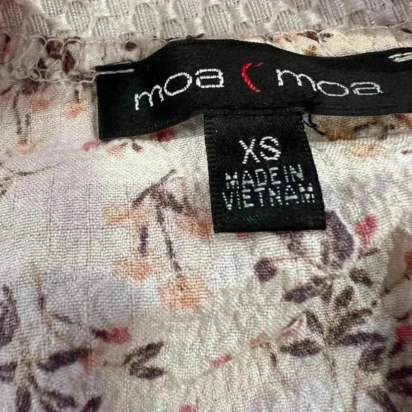 ✨NWT Moa Moa XS Smocked Y2K Ruffle Crop Top Puff Short Sleeve Floral Babydoll - Picture 6 of 7